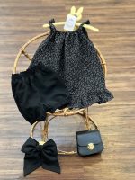 کد ۱۳۴۴ شومیز شورت مشکی طرح شکوفه - Image 4