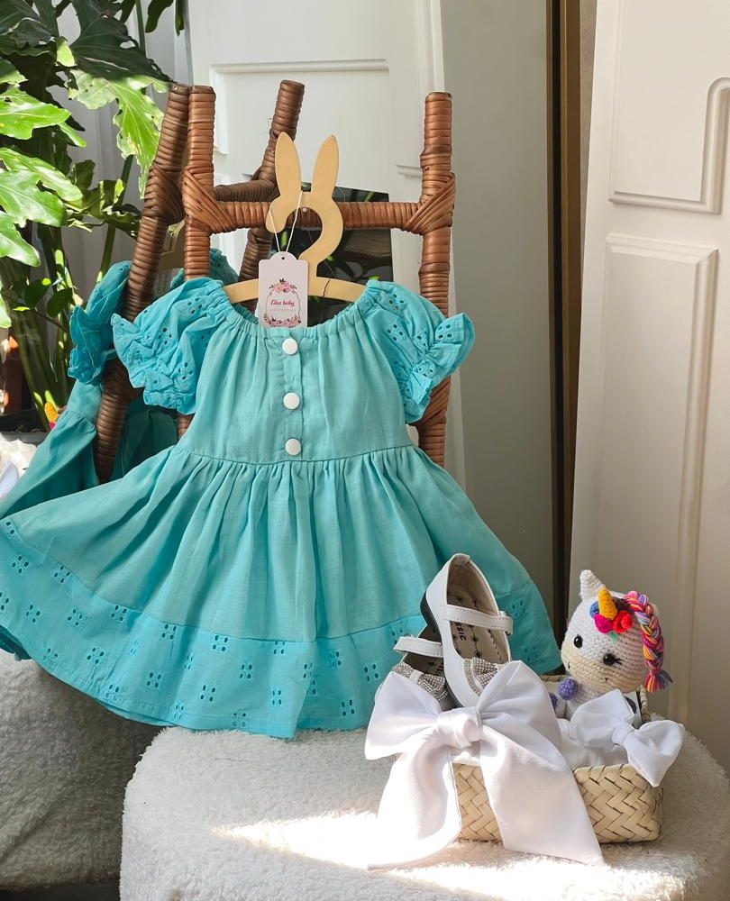 کد ۱۴۱۷ پیراهن سوزندوزی فیروزه ای