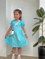 کد ۱۴۱۷ پیراهن سوزندوزی فیروزه ای - Image 3