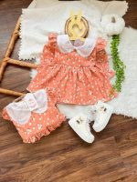 کد ۱۵۵۶ پیراهن کبریتی طرح دار گلبهی (نارنجی روشن)