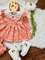کد ۱۵۵۶ پیراهن کبریتی طرح دار گلبهی (نارنجی روشن) - Image 2