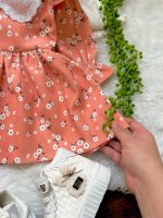 کد ۱۵۵۶ پیراهن کبریتی طرح دار گلبهی (نارنجی روشن) - Image 3