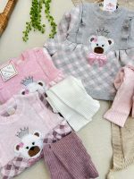 کد ۱۵۷۴ تونیک شلوار طرح خرس تاج دار - Image 6