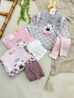 کد ۱۵۷۴ تونیک شلوار طرح خرس تاج دار