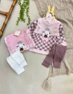 کد ۱۵۷۴ تونیک شلوار طرح خرس تاج دار - Image 3