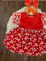 کد ۱۶۱۹ پیراهن قرمز گل گچی - Image 5