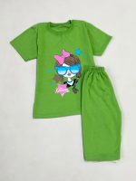کد ۲۰۷۸ تیشرت شلوارک دختر عینک آبی با پاپیون صورتی - Image 6