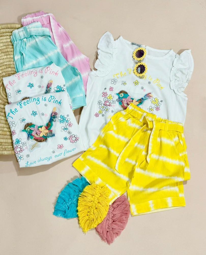 کد ۲۰۹۳ تاپ شلوارک وارداتی طرح بلبل