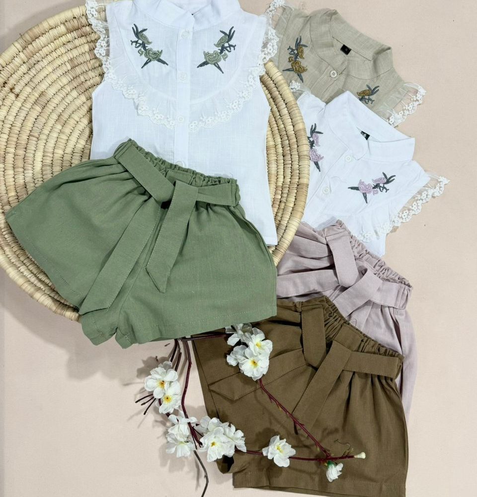 کد ۲۱۲۰ تاپ شلوارک جلو گلدوزی