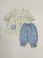 کد ۲۱۲۴ بلوز شلوارک خالخالی گل طرح آفتاب - Image 5