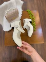 کد 2157 کفش مجلسی پاشنه بلند کرم روشن