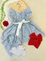 کد ۲۳۴۸ پیراهن طرح آبی مه آلود - Image 5