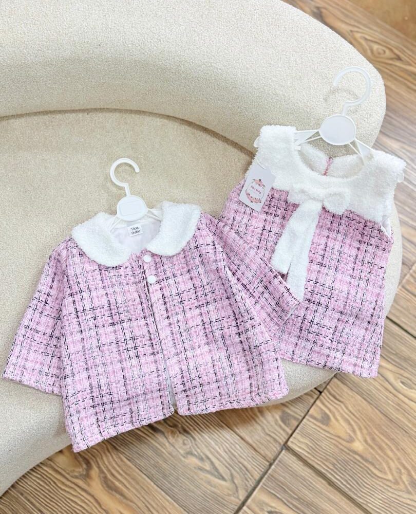 کد ۲۸۰۰ سارافون +کت شنل چهارخونه صورتی