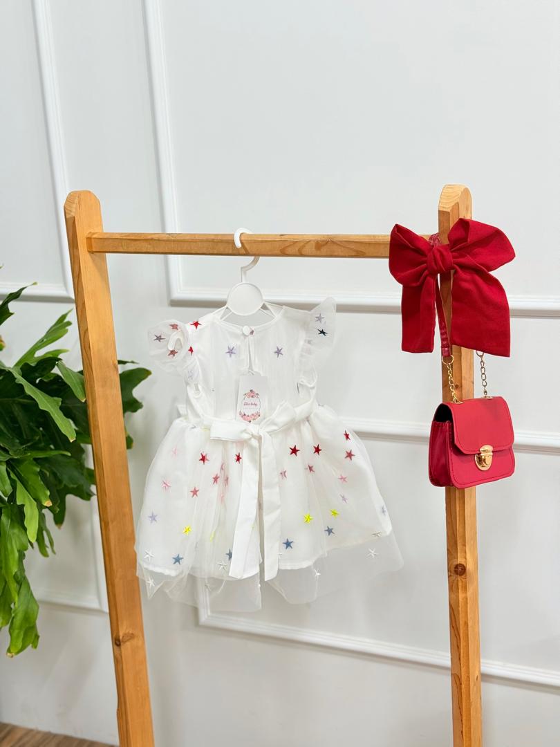 IMG-20251030-WA0087(1) کد ۲۸۰۵ پیراهن سفید با ستاره های رنگی - Image 5