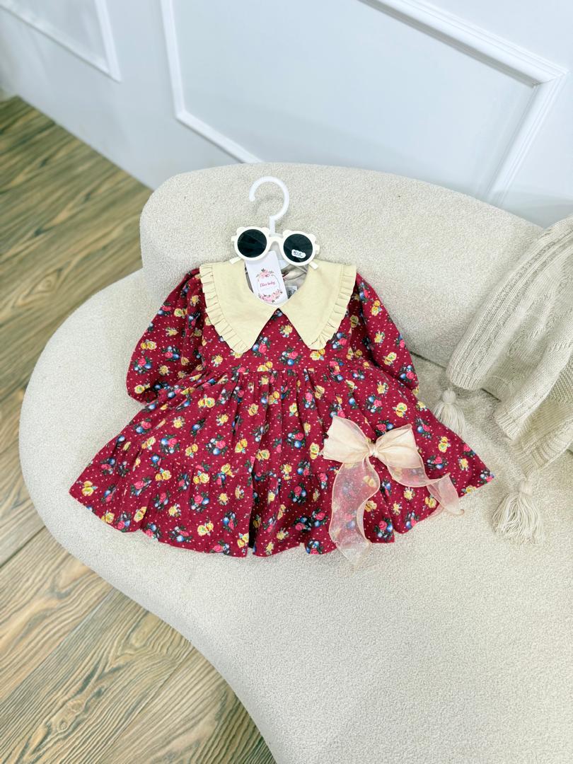 IMG-20251101-WA0002 کد ۲۸۱۴ پیراهن لینن کرکی قرمز (زرشکی روشن) - Image 1