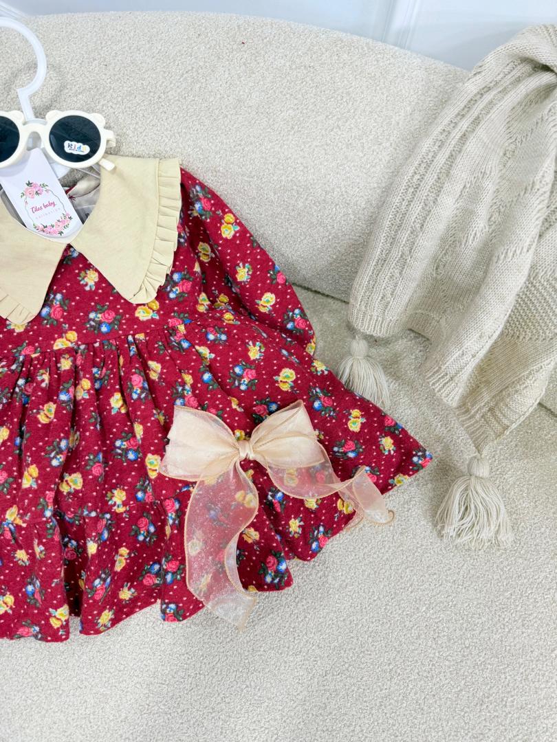 IMG-20251101-WA0006 کد ۲۸۱۴ پیراهن لینن کرکی قرمز (زرشکی روشن) - Image 4