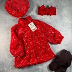 کد ۷۰۰ پالتو خز بهاره قرمز با کلاه ست