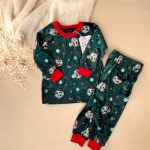 کد ۹۱۸ بلوز شلوار مخمل سبز میکی موس