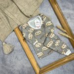 کد 1016 ست بلوز شلوار ارزان طرح خرس طوسی