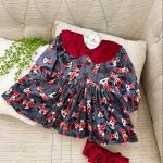 کد ۱۰۳۴ پیراهن طرح میکی یقه قرمز