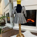 کد ۱۰۳۶ کت دامن چهارخونه مشکی طرح شینا