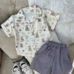 کد ۱۰۷۰ بلوز شلوار لینن طرحدار اسپرت