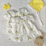 کد ۱۰۷۲ پیراهن تمام گلدوزی زرد ادلیا