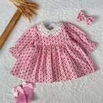 کد ۱۱۲۰ پیراهن کبریتی طرحدار شکوفه هلویی