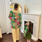 کد ۱۱۲۳ ست مادر و دختری کوک دوزی شده هندی