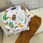 کد ۱۱۴۰ بلوز شلوار با طرح حیوانات( جیب دار)