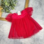 کد 1162 پیراهن توری خالدار سرخابی