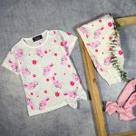 کد ۱۲۶۳ ست تیشرت و شلوار طرح خرگوش و گل