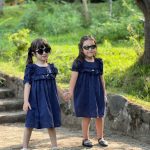 کد ۱۳۳۰ پیراهن سوزندوزی سرمه ای طرح سانلی