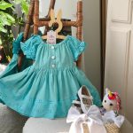 کد ۱۴۱۷ پیراهن سوزندوزی فیروزه ای