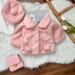 کد ۱۴۴۹ کت خز+کلاه وارداتی صورتی  SOLO