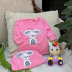 کد ۱۴۸۳ بلوز شلوار تکه دوزی شده صورتی