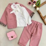 کد ۱۵۰۴ کت و شلوار صورتی وارداتی +بلوز Wandi