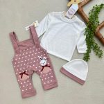 کد ۱۵۴۳ ست شلوار لنتی +بلوز (طرح خرگوش برجسته) و کلاه ست