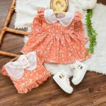 کد ۱۵۵۶ پیراهن کبریتی طرح دار گلبهی (نارنجی روشن)