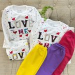 کد ۱۶۷۷ ست بلوز شلوار LOVE ❤️ ME