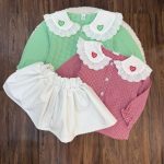 کد ۱۷۲۵ ست وارداتی پیراهن چهارخونه+ دامن چرم سفید