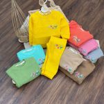 کد ۱۸۰۳ بلوز شلوار بیسکویتی گلدار طرح for you