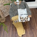 کد ۱۸۶۵ سویشرت شلوار پلنگی طرح HAPPY MOOD