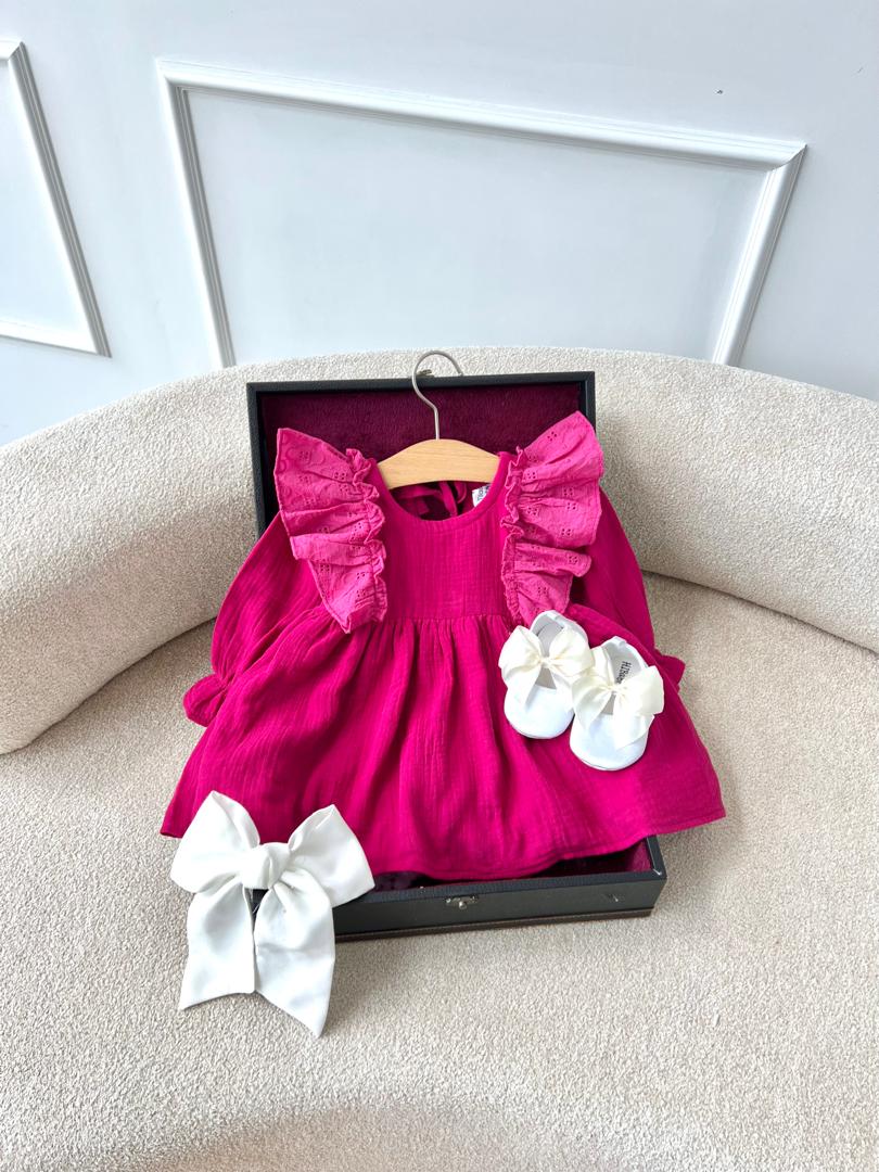 کد 2587 پیراهن سرخابی طرح گلگون