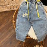 کد ۱۹۱۱ شلوار جین آبی گلدوزی بابونه ای