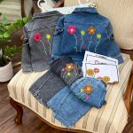 کد ۱۹۳۹ کت و شلوار و بلوز جین سه تیکه پشت گلدوزی شده