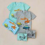 کد ۲۰۰۴ تیشرت شلوارک طرح ماشین هواپیما تراکتور