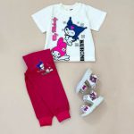 کد 2008 تیشرت شلوار طرح کرومی(تیشرت سفید+شلوار سرخابی)