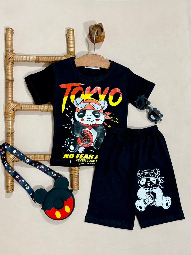 کد 2149 تیشرت شلوارک مشکی طرح TOKYO