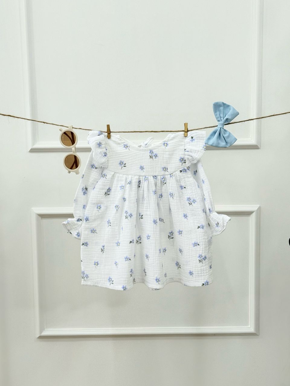 کد 2397 پیراهن موسلین طرح آبی زیبا